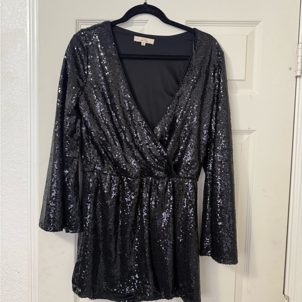 Chelsea & Violet Black Sequin Romper